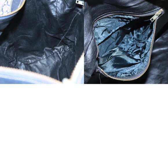 CELINE C Sulky Boston Bag Canvas Leather Navy Gold - Picture 12 of 12